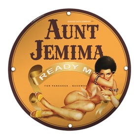 Vintage Porcelain Pin-Up Girl Sign - Unique 8 Inch Aunt Jemima Design