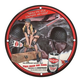 Unique 8 Inch Porcelain Sign Featuring Vintage Pin-Up Girl Art - Perfect for Collectors