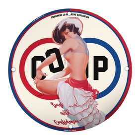 Charming 8-Inch Porcelain Pin-Up Girl Sign: Vintage Style Home Decor