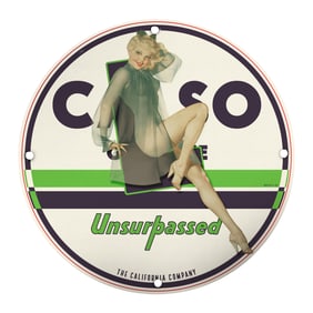 Unique 8-Inch Porcelain Pin-Up Girl Sign - Vintage Chic Decor for Collectors