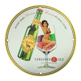 Vibrant Porcelain Pin-Up Girl 8 Inch Sign for Vintage Home Decor