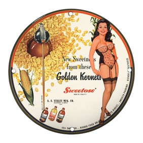 Unique Vintage Porcelain Pin-Up Girl 8-Inch Sign - Sweetose Advertisement Decor