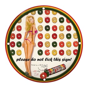 Unique Vintage Style Porcelain Pin-Up Girl 8-Inch Sign ? Retro Decor Collector's Item