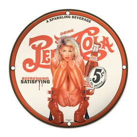 Vintage Porcelain Pin-Up Girl 8-inch Sign - Retro Drink Cola Wall Art Decor