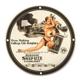 Vintage Porcelain Pin-Up Girl Sign ? Unique 8-Inch Home Decor ? College Life Brighter