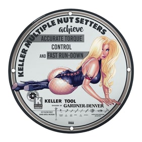 Vintage Porcelain Pin-Up Girl Sign - Unique 8-Inch Design for Collectors and Decor Lovers