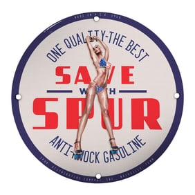 Vintage 1940s Porcelain Pin-Up Girl 8-Inch Sign - Unique Retro Gasoline Decor