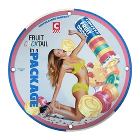 Stunning 8-Inch Porcelain Sign Featuring Unique Pin-Up Girl Design from 1955