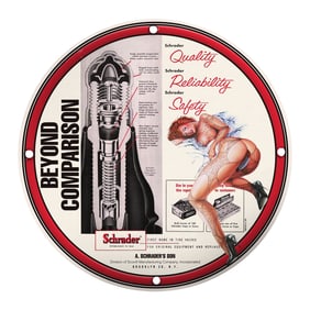 Vintage Porcelain Pin-Up Girl Sign - Unique 8-Inch Decorative Piece for Collectors