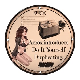 Unique 8-Inch Porcelain Pin-Up Girl Sign - Retro Xerox Inspired Design