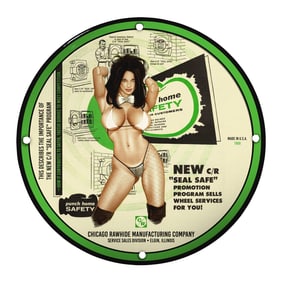 Vintage Porcelain Pin-Up Girl Sign - Unique 8-Inch Home Safety Collector's Item