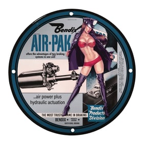 Charming 8-Inch Porcelain Pin-Up Girl Sign - Vintage Bendix Air-Pak Design