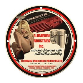 Unique 8-Inch Porcelain Pin-Up Girl Sign ? Automotive Nostalgia Decor