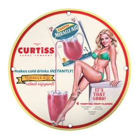 Vintage Style Porcelain Pin-Up Girl Sign: Retro Miracle Aid 8-Inch Collectible Decor