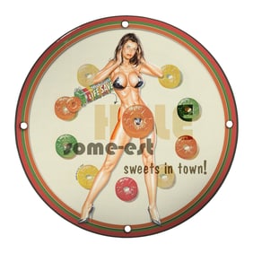 Unique 8-Inch Porcelain Pin-Up Girl Sign ? Vintage Candy Theme Decor for Collectors