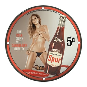 Unique 8-Inch Porcelain Pin-Up Girl Sign Featuring Spur Cola - Vintage Wall D?cor