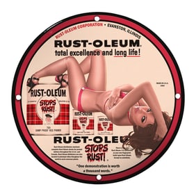 Vintage Porcelain Pin-Up Girl 8-Inch Sign - Rust-Oleum Collector's Item