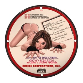 Unique 8-inch Porcelain Pin-Up Girl Sign - Vintage Aero-Seal Design for Collectors