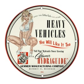 Unique 8-Inch Porcelain Sign with Vintage Pin-Up Girl Design - Heavy Vehicles Theme
