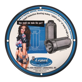 Unique 8-Inch Porcelain Pin-Up Girl Sign - Vintage Induction Heating Art