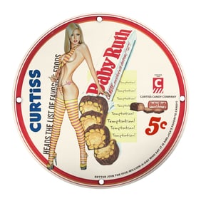 Vintage Pin-Up Girl Porcelain Sign - Unique 8-Inch Baby Ruth Design for Collectors