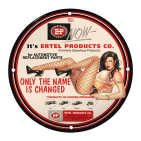 Vintage 8-Inch Porcelain Pin-Up Girl Sign - Unique Ertel Products Artwork