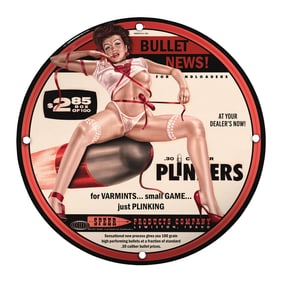 Vintage-Inspired Porcelain Pin-Up Girl Sign - Unique 8 Inch Decor for Gun Enthusiasts