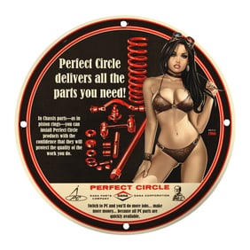 Unique 8-Inch Porcelain Sign Featuring Pin-Up Girl Design - Perfect Circle Vintage Style