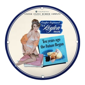 Unique Vintage Porcelain 8-Inch Pin-Up Girl Sign - Retro U.S. Kaylon Foam Design
