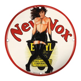 Unique 8-Inch Porcelain Pin-Up Girl Sign - Vintage Ethyl Gas Advertising Decor