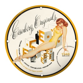 Vintage 1948 Porcelain Pin-Up Girl Sign - Unique Eisberg Originals Design