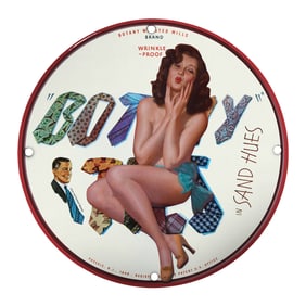 Vintage Porcelain Pin-Up Girl Sign - Unique 8-Inch Decor for Collectors and Enthusiasts