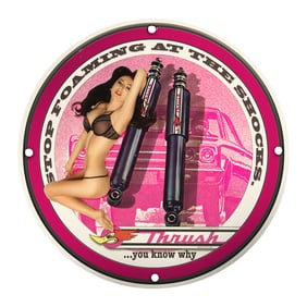 Vintage Porcelain Pin-Up Girl Sign - Unique 8 Inch Retro Automotive Decor