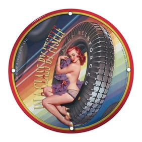 Vintage Porcelain Pin-Up Girl Sign - Unique 8-Inch Retro Design for Collectors