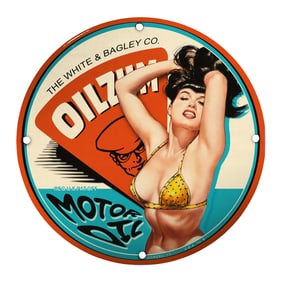 Unique 8-Inch Porcelain Pin-Up Girl Sign for Collectors ? Vintage Style Decor