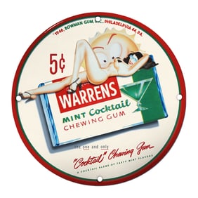 Vintage Porcelain Pin-Up Girl Sign - Iconic 8-Inch Collectible for Retro Enthusiasts