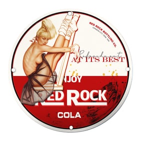 Unique 8-Inch Porcelain Pin-Up Girl Sign - Vintage Style Red Rock Cola Artwork