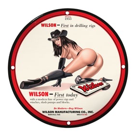Vintage Porcelain Pin-Up Girl Sign - Unique 8 Inch Wilson Design Collectible