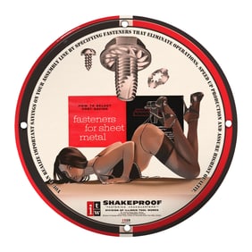 Unique Porcelain Pin-Up Girl Sign - Vintage Fasteners Design (8 Inch)