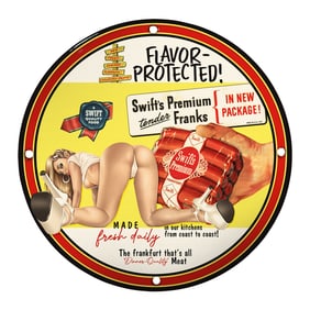 Vintage Inspired 8-Inch Porcelain Pin-Up Girl Sign - Flavor-Protected New Package
