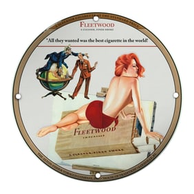 Unique Porcelain Pin-Up Girl Sign - 8-Inch Fleetwood Vintage Design