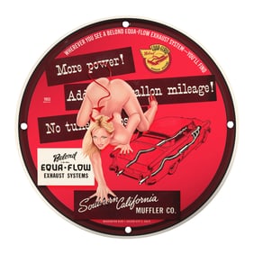 Vintage Porcelain Pin-Up Girl Sign - Unique Design for Retro Car Enthusiasts