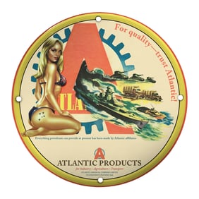 Vintage 8-Inch Porcelain Pin-Up Girl Sign - Unique Atlantic Products Design