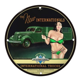 Vintage Inspired 8-Inch Porcelain Pin-Up Girl Sign ? Unique Retro Decor for Collectors