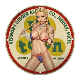 Unique 8-Inch Porcelain Pin-Up Girl Sign - Vintage Inspired Home Decor