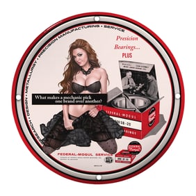 Unique 8-Inch Porcelain Sign Featuring Vintage Pin-Up Girl Design