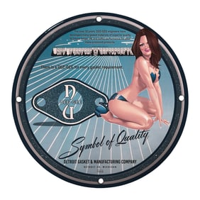 Vintage 8-Inch Porcelain Pin-Up Girl Sign: DEE-GEE Quality Gaskets Art Decor