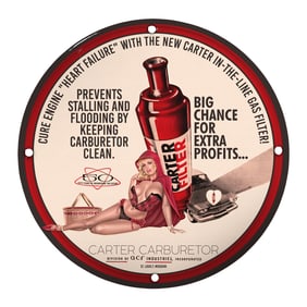 Unique 8-Inch Porcelain Pin-Up Girl Sign - Vintage Car Enthusiast Decor