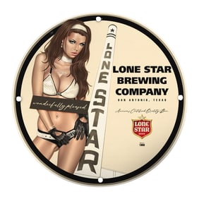 Vintage 8-Inch Porcelain Pin-Up Girl Sign - Lone Star Brewing Company Decor