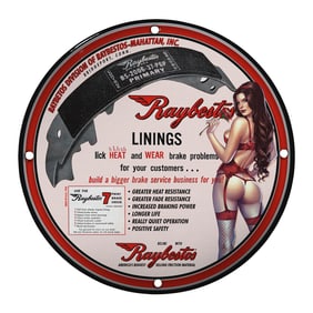 Vintage Porcelain Pin-Up Girl Sign - Unique 8 Inch Brake Linings Decor